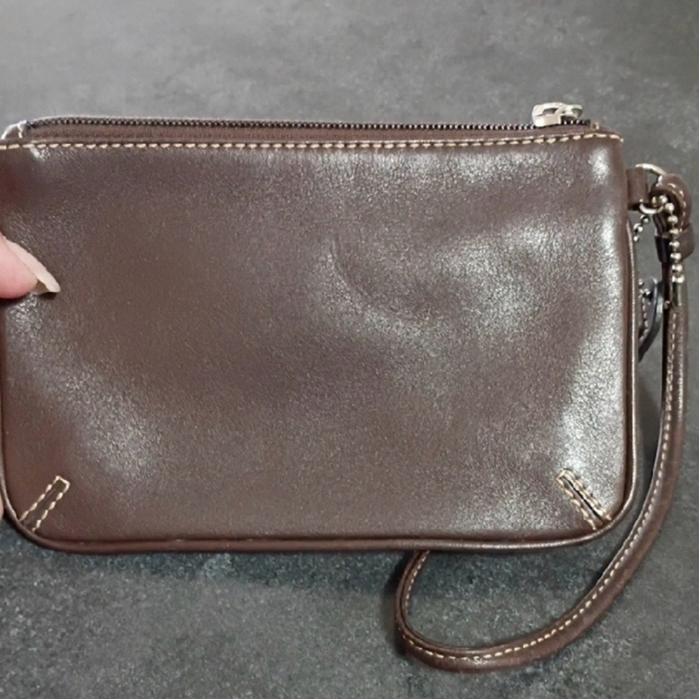 Coach Dark Brown Smooth Leather Wristlet - Picture 3 of 5